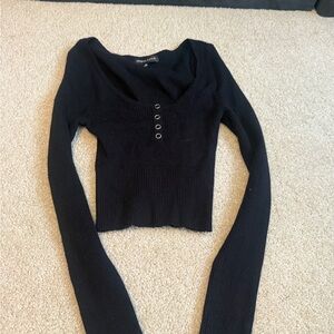 Kendall & Kylie Black Fitted Long Sleeve Blouse